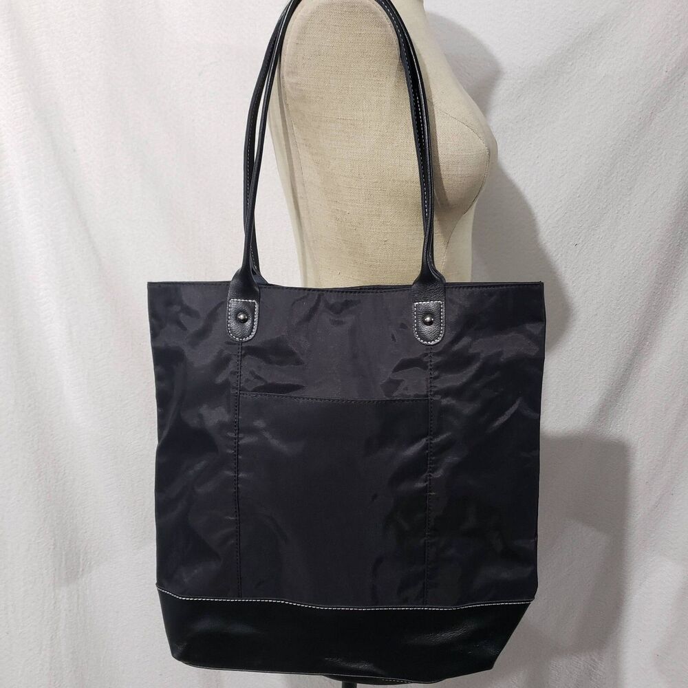 Wilsons Leather Black Nylon Large Shoulder Bag Tote
